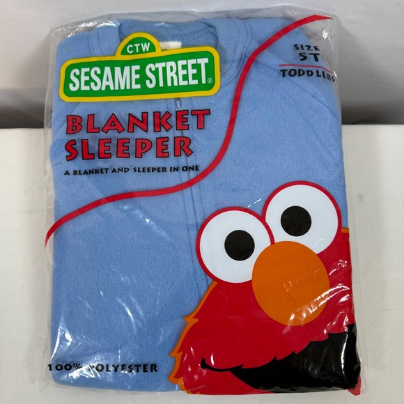 VTG Sesame Street Blanket Sleeper One Piece Pajamas Fleece‎ 5T Toddler - Picture 1 of 5
